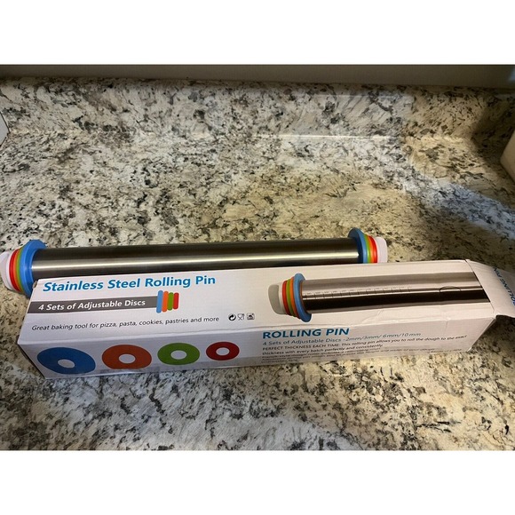 4 Sets Stainless Steel Rolling Pins with Adjustable Discs 2/3/6/10mm Baking - Picture 8 of 11